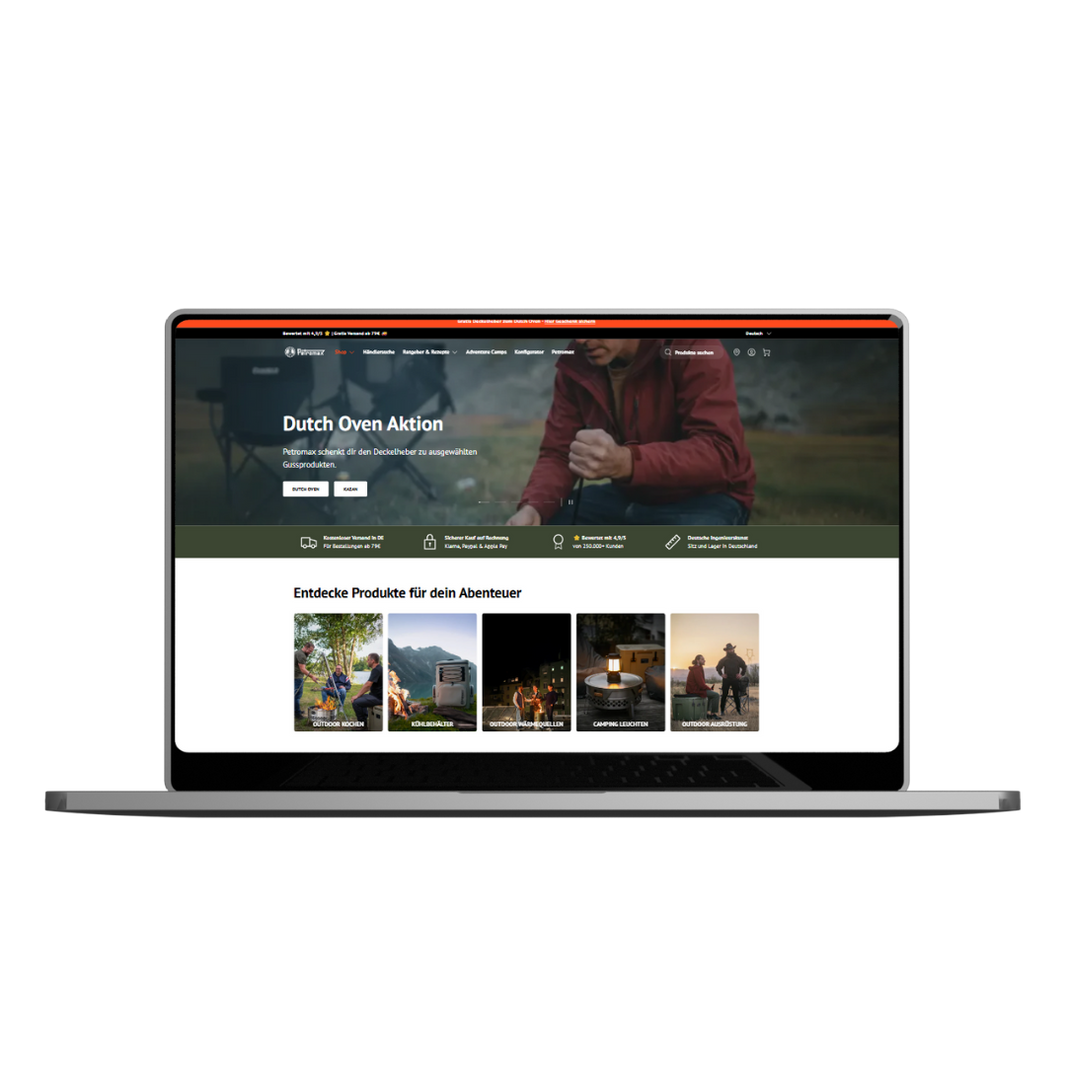 Macbook Mockup der Homepage von Petromax