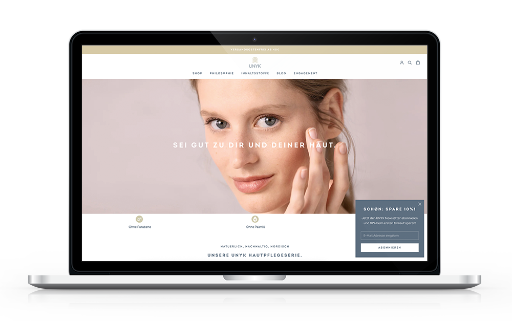 UNYK Onlineshop auf Shopify