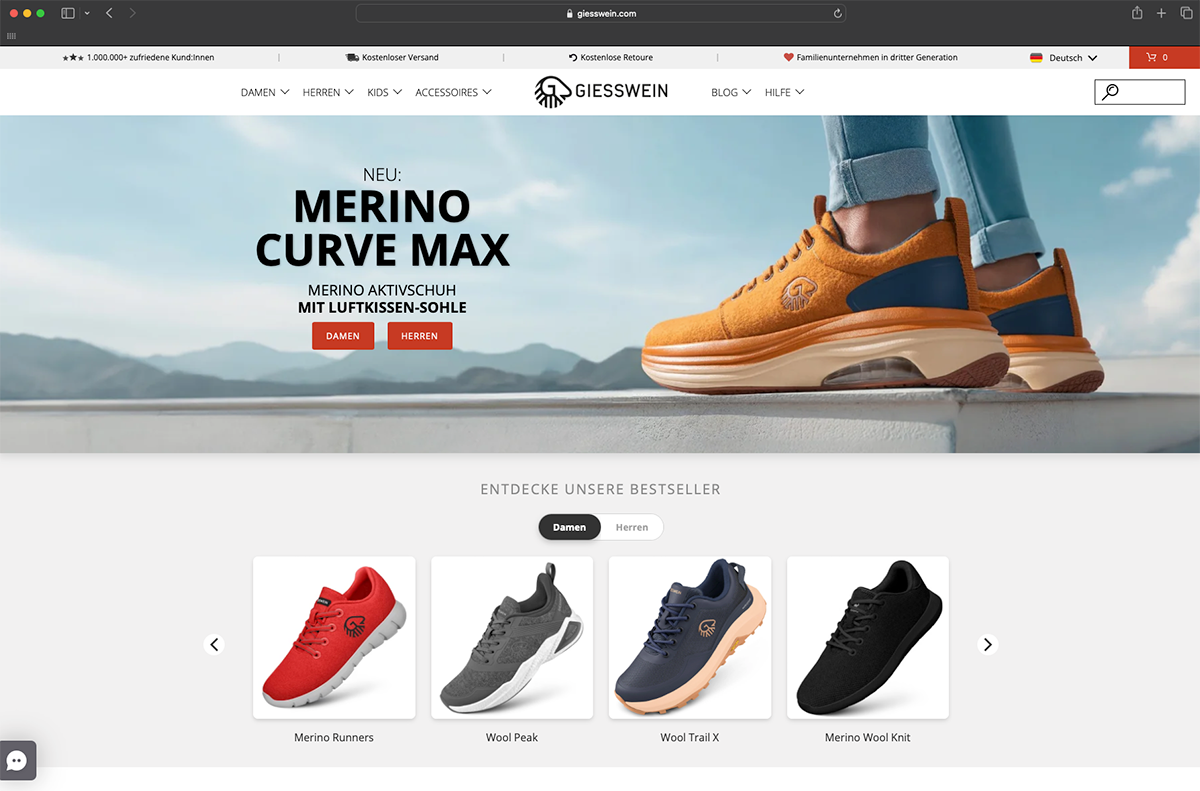 Shopify Shop von Giesswein