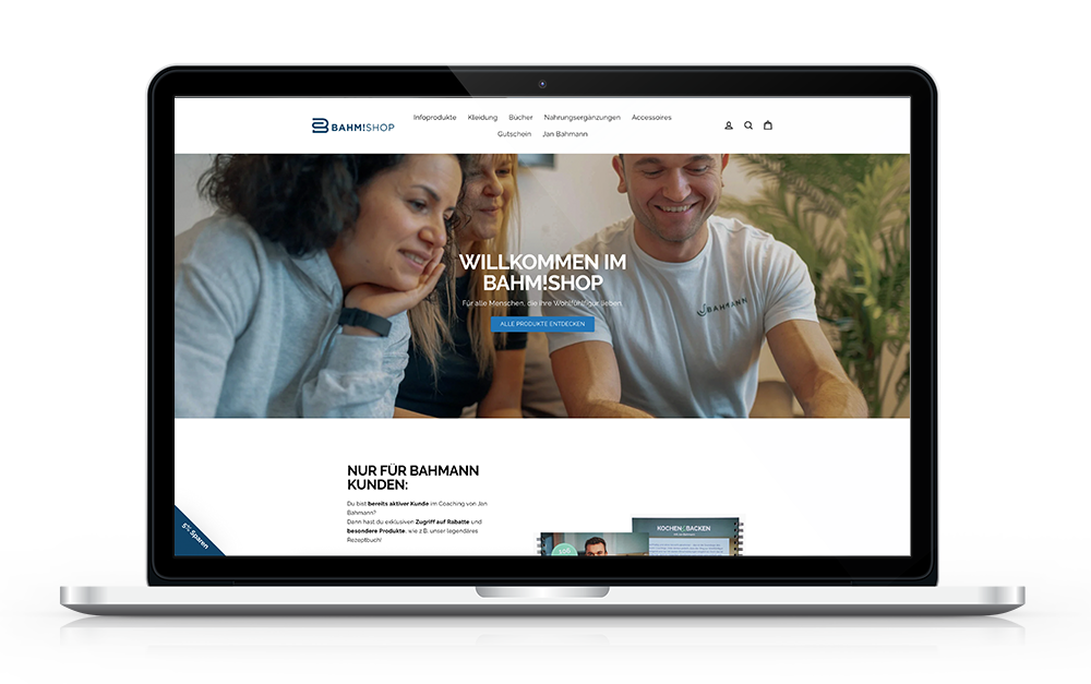 Bahmann Onlineshop auf Shopify Startseite