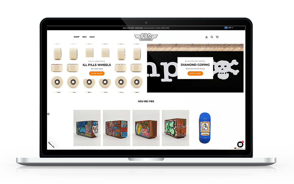 Fingerboardstore Onlineshop auf Shopify