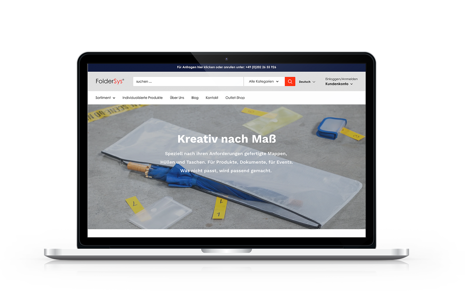Startseite Onlineshop von FolderSys auf Shopify