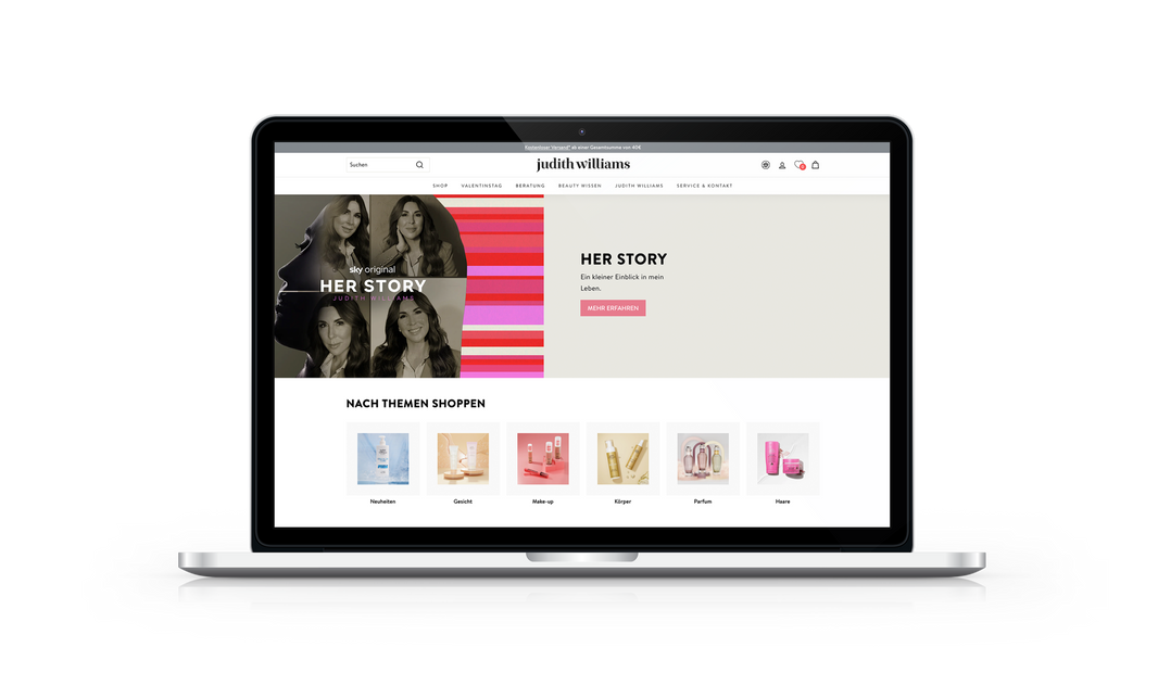 Macbook Mockup der Homepage von Judith Williams Cosmetics