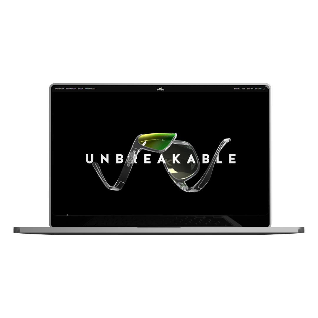 Macbook-Mockup von der gloryfy-Homepage