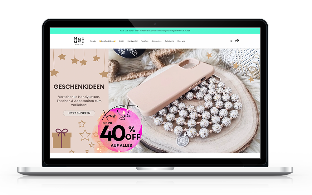 Mou Mou Munich Startseite des Shopify Onlineshops