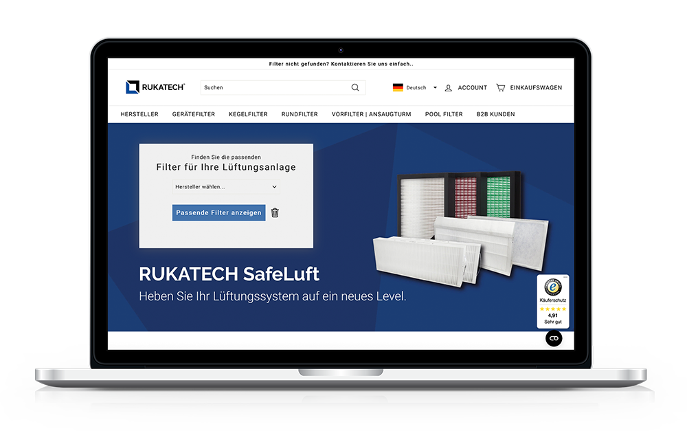 Shopify Shop Startseite RUKATECH