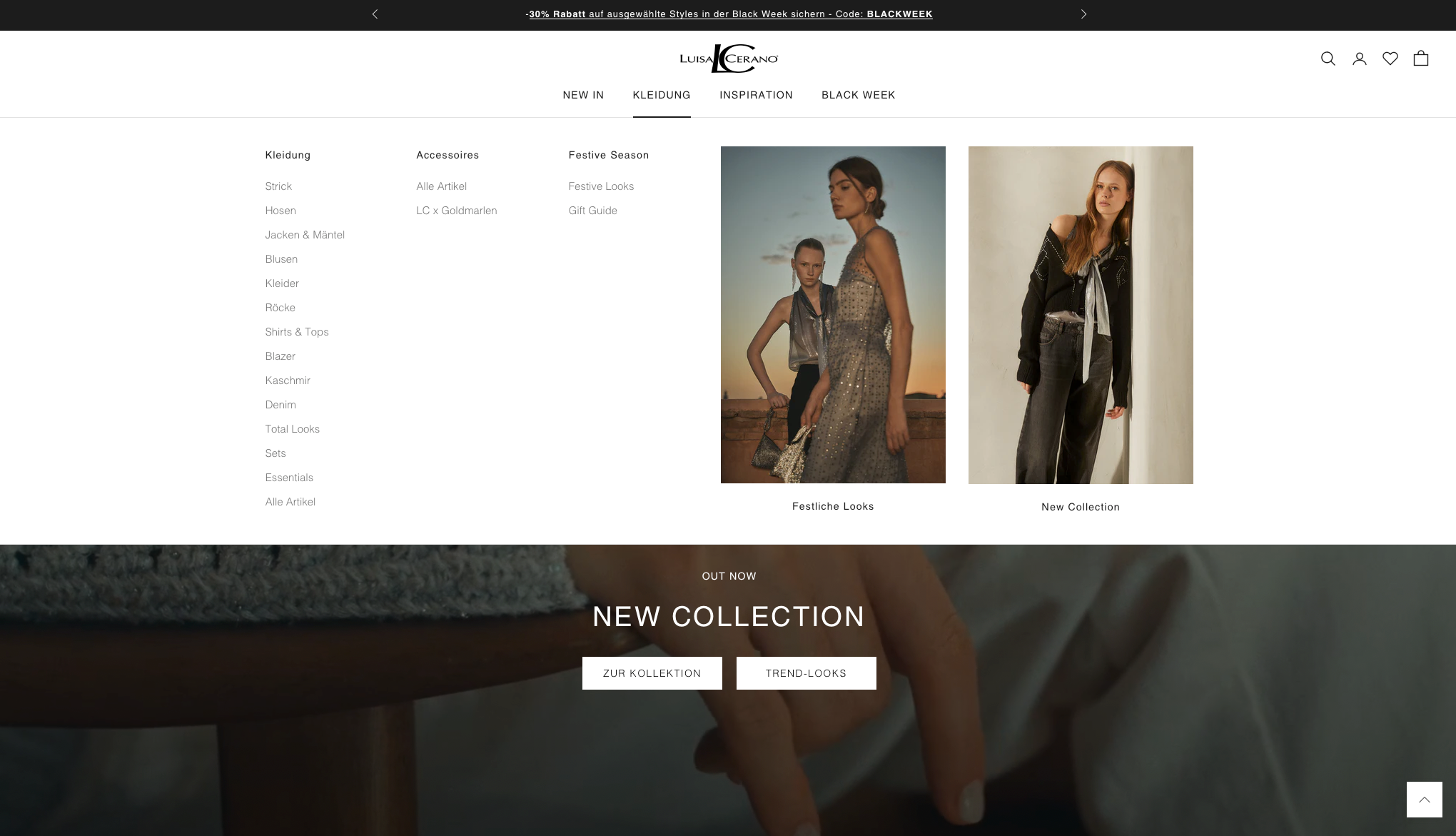 Luisa Cerano - Navigation auf Shopify