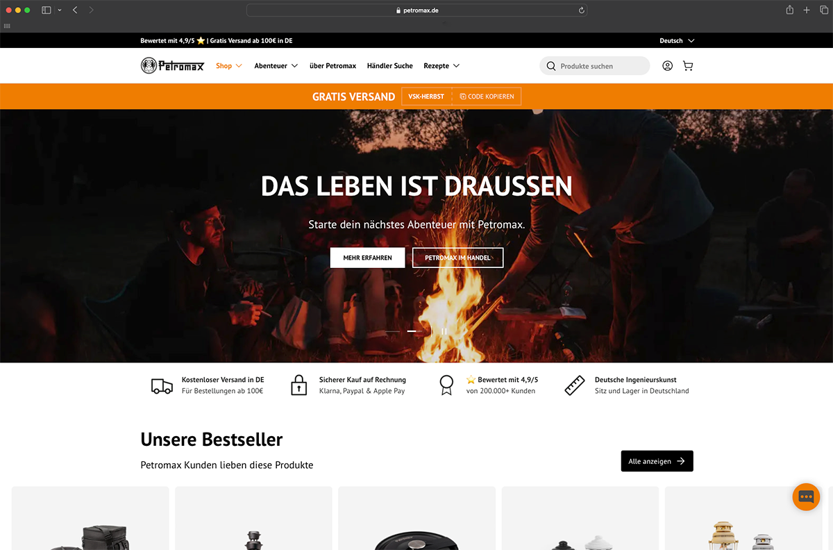 Shopify Shop von Petromax