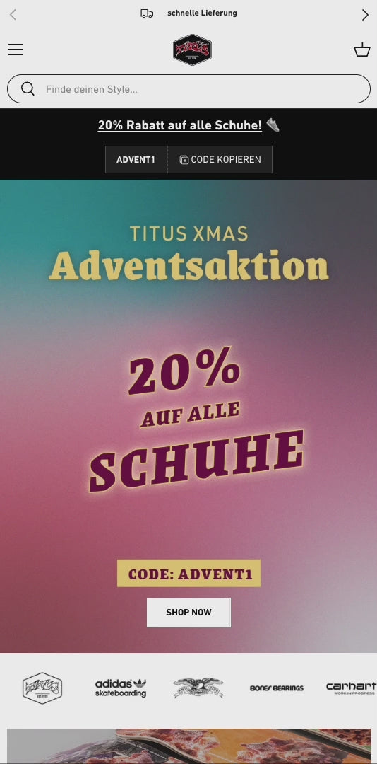Onlineshop von TITUS auf Shopify Plus