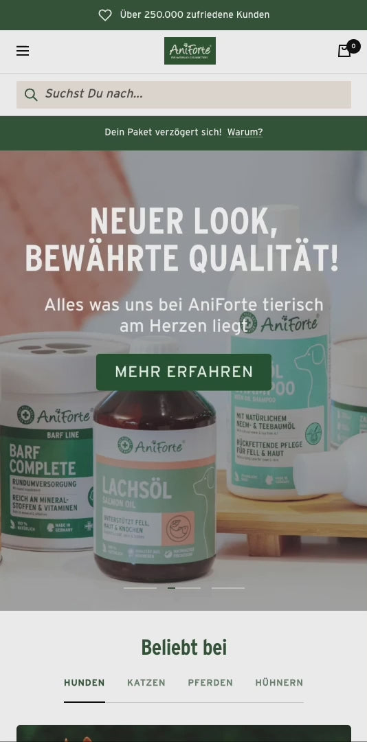 Onlineshop von AniForte auf Shopify Plus